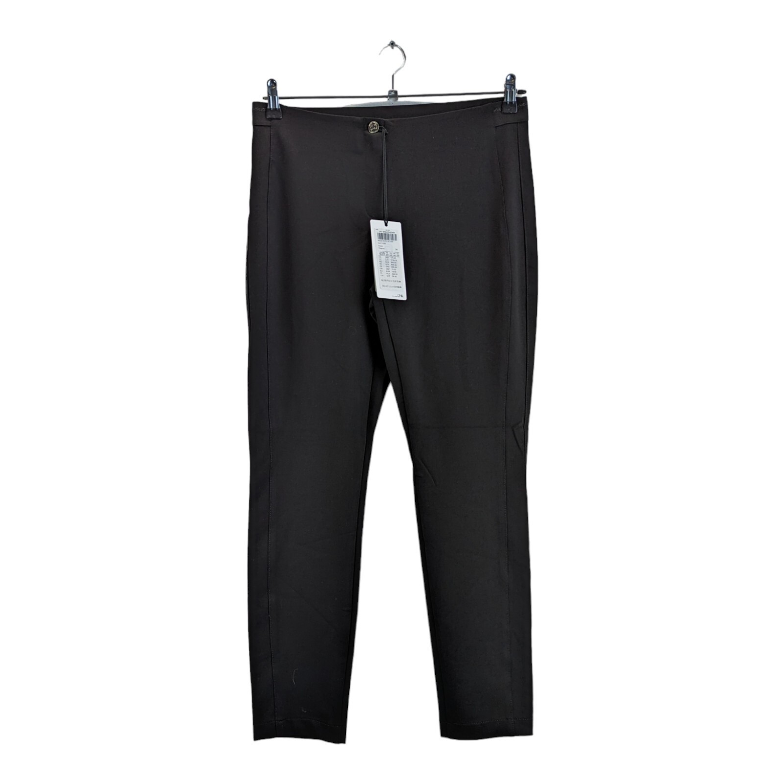 gerry weber womens trouser black straight leg flat front button closure size 40R