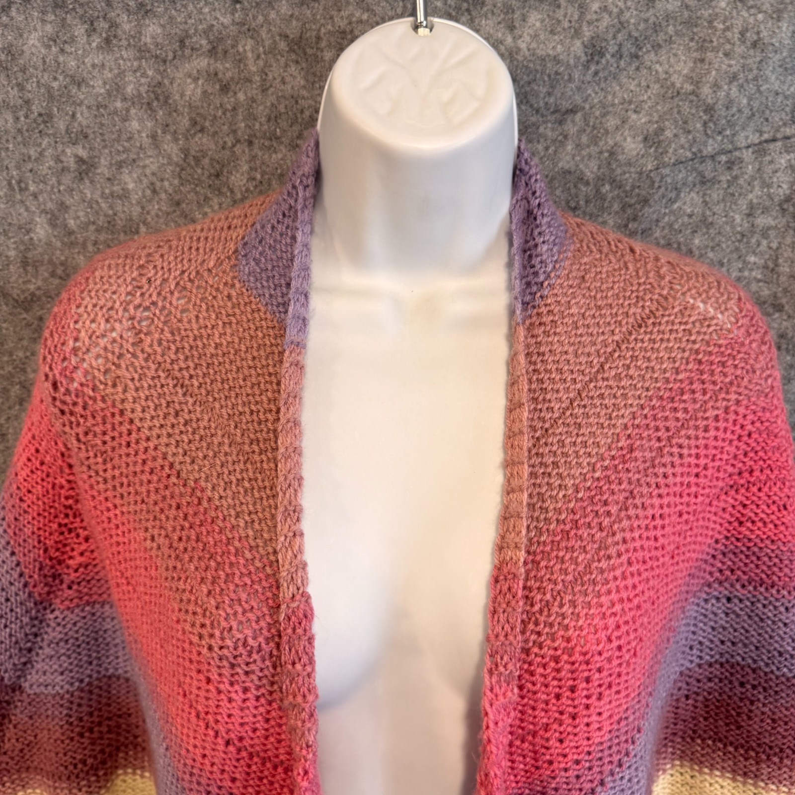 Triangle Shawl Wrap Purple Gradient Colorful Hand… - image 3