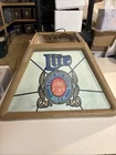 SHARP VINTAGE 1984 MILLER LITE BEER STAINED GLASS LOOK CEILING LIGHT UP SIGN
