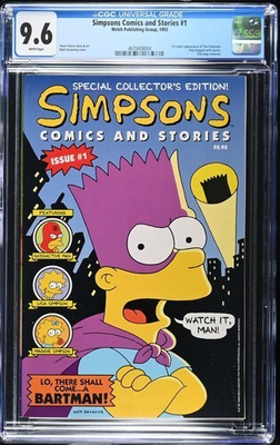 #ad Simpsons Comics and Stories #1 CGC 9.6 1993 Welsh Publishing White Pages $89.99