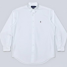 Vintage Ralph Lauren Polo SS Hong Kong Yarmouth Oxford Shirt Mens 16.5 35 White
