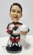 RARE DWAYNE ROLOSON MINNESOTA WILD HAND PAINTED BOBBLEHEAD 