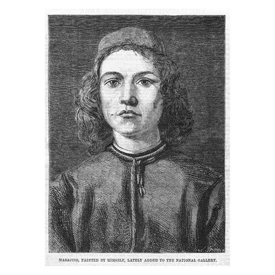Selbstporträt des Künstlers Masaccio - antiker Druck 1860