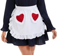 Nanxson Retro Lace Maid Costume Half Apron with Pocket Adjustable Kitchen Coo...