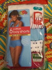 5 Pair FOTL Cotton Boyshorts Size 9/2X Open Pack Free Ship WP329
