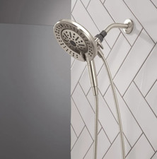 Delta In2ition 6 Function 2-in-1 Shower Head Hand Shower Brush Nickel. NEW
