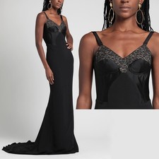 STELLA MCCARTNEY GOWN BLACK LACE BUSTIER TRAIN DRESS $3,500 sz IT 40 US 4