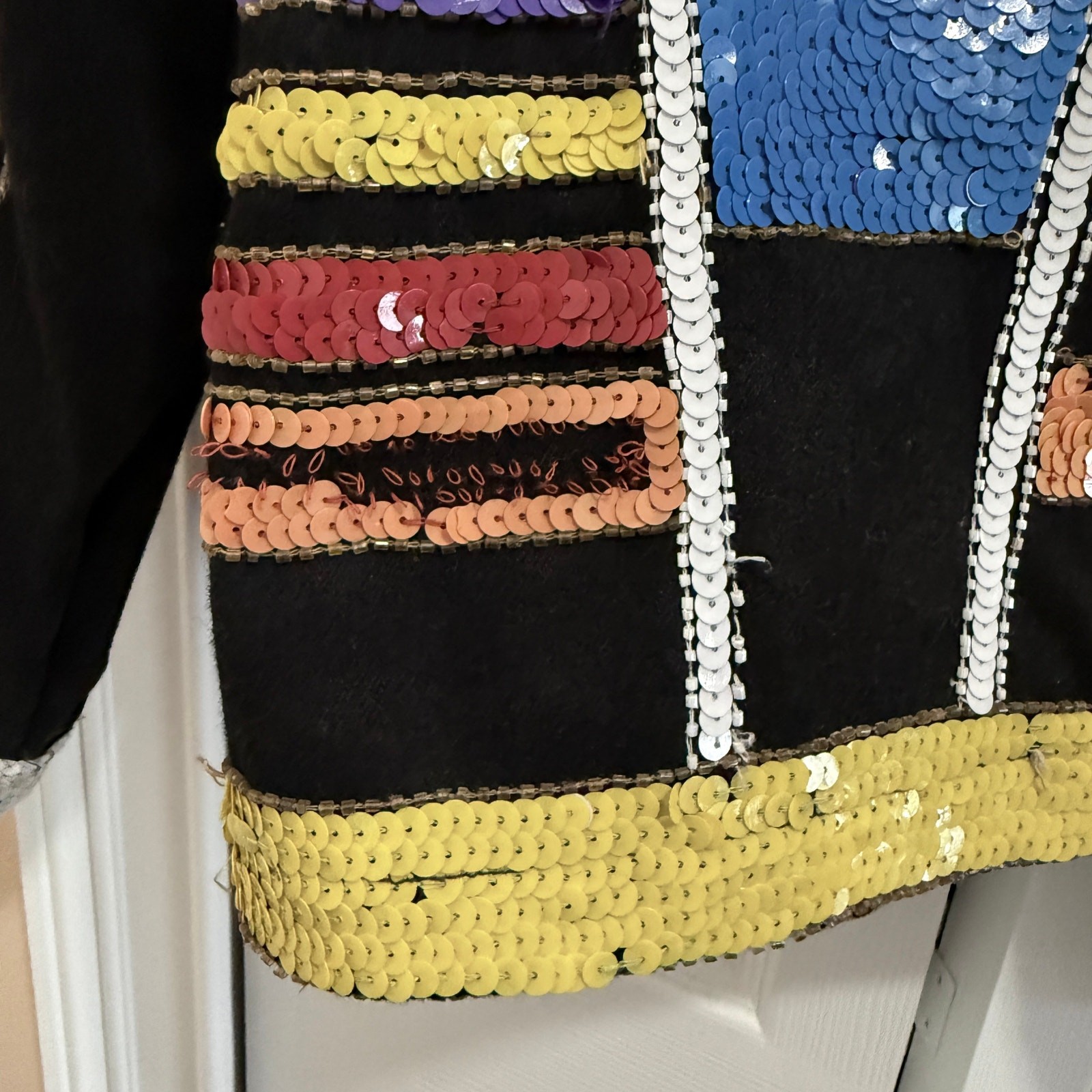 MODI Women's M Sequin Patchwork Denim JacketBoho … - image 12