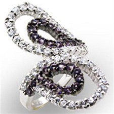 Women's Ring, Purple CZ, Sterling Silver, Statement, Sparkling, Elegant