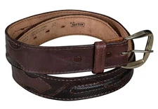 VTG Tex Tan Western Tooled Full Grain Lizard Brown Leather Belt Size 32