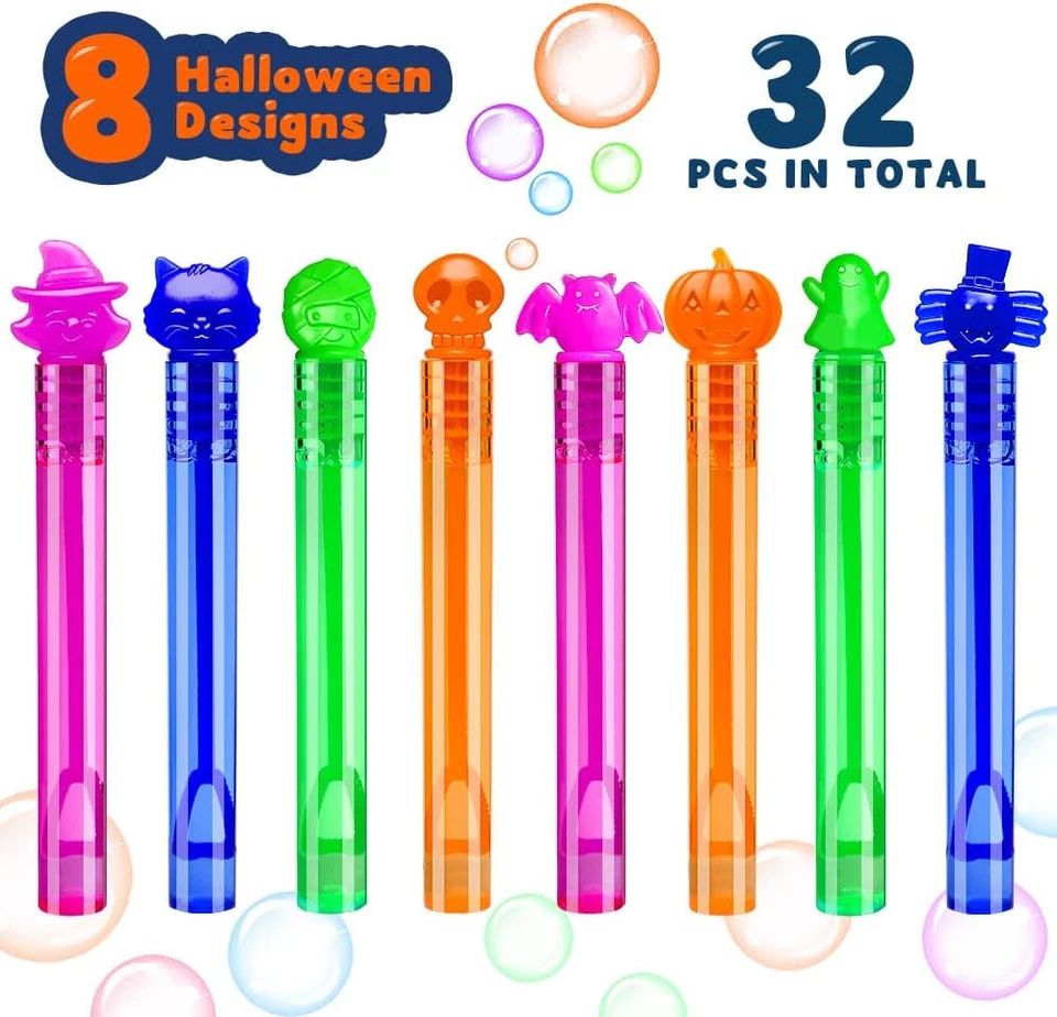 32 Piezas Varitas de Burbujas de Halloween Mini Burbujas Favores de Fiesta para Niños Bolsa de Golosinas Stuffe Foto 2 de 4