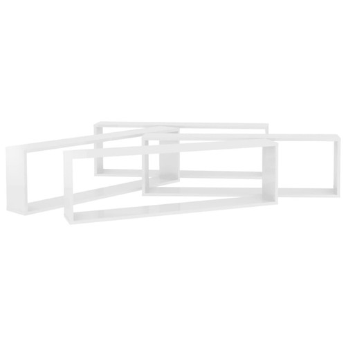 vidaXL Mensole Parete a Cubo 4 pz Bianco Lucido 100x15x30cm Truciolato - Foto 5 di 8