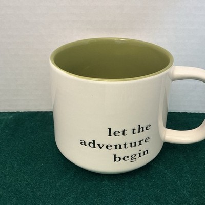 Let The Adventure Begin Coffee Mug Cup Threshold Stoneware Green And White
