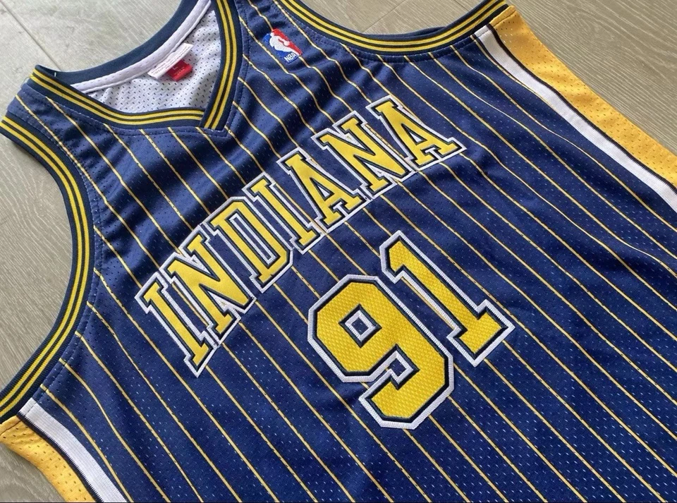 Indiana Pacers Ron Artest blue striped retro basketball jersey - Image 4 of 4