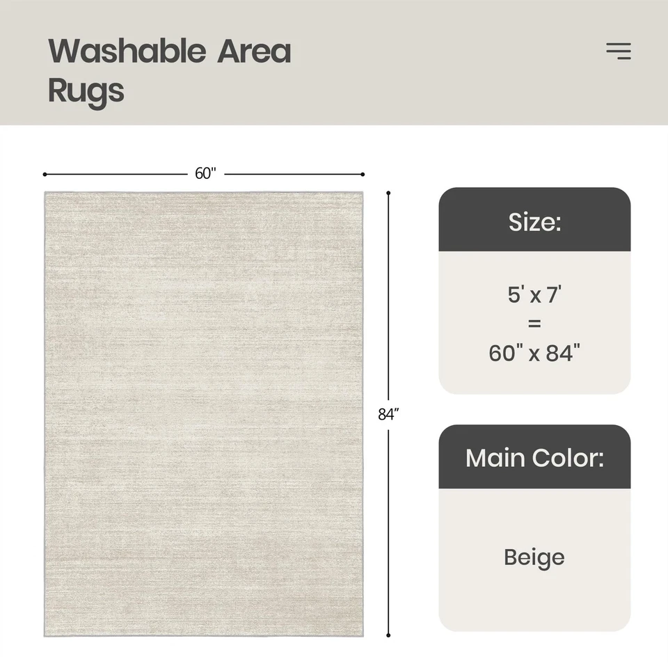 Washable Rugs 5x7 - Stain Resistant 5x7 Area Rugs for Living Room, Non Slip B... - Image 2 of 4
