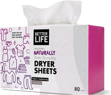 Natural Dryer Sheets, Unscented, 80 Count