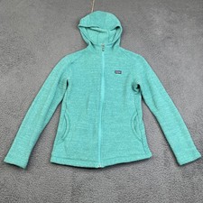 Patagonia Sweater Kids XXL 2XL Green Hooded Full Zip Fleece Jacket Outdoors