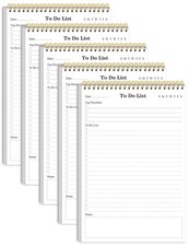  5-Pack To Do List Notepad - A5 Undated Daily Planner, 250 Sheets/500 Pages ...