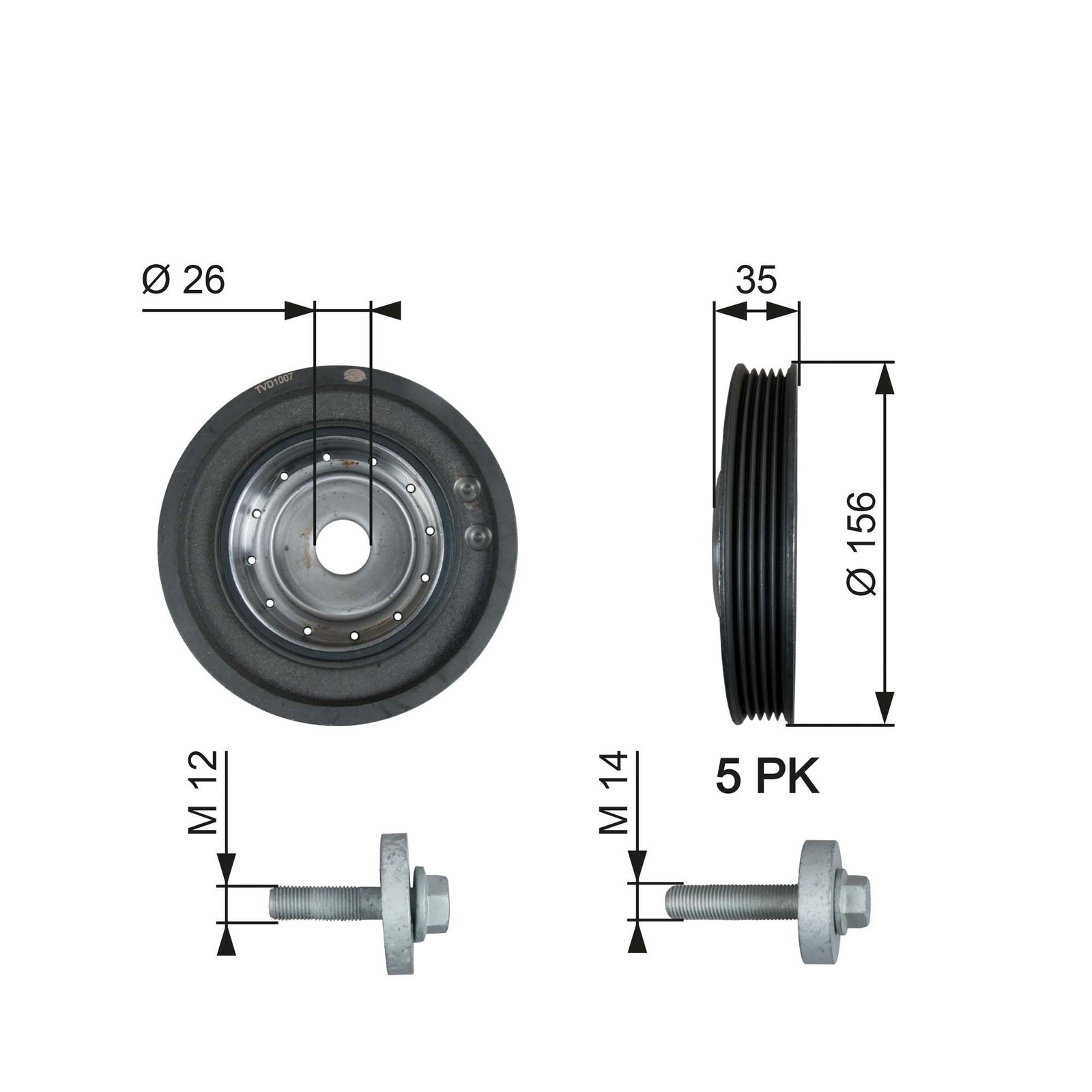 Poulie de vilebrequin TVD1007A GATES, l'excellence durable pour Renault