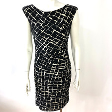 Lauren Ralph Lauren 4p Petite Sheath Mini Above Knee Dress Black Ivory
