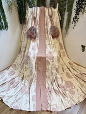 Laura Ashley Erin Chalk Pink Cream Floral Linen Blend Curtains 109”Wx80”D Lined