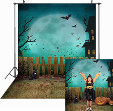 5x7ft Halloween Backdrop Pumpkin Halloween Backdrops for Photography Moon Bat F