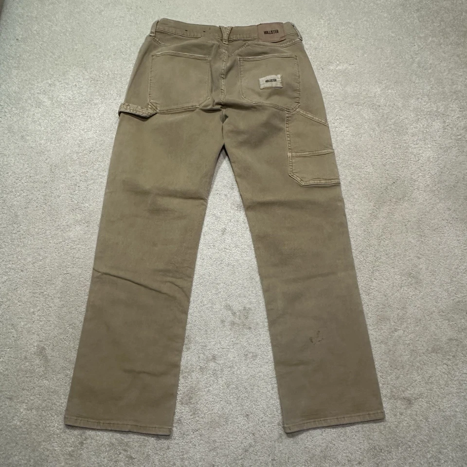Hollister 双膝木匠牛仔裤男式 28x30 棕色帆布复古直筒 — 第 2/4 张图片
