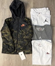 Nike Jordan Lot of 4 Boys Small / 3 T-Shirts 1 Mid Weight Full Zip Camo Coat New