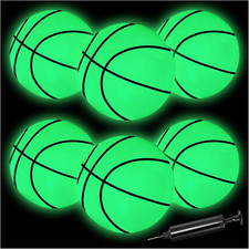 Glow in the Dark Basketballs, 4 Inch Mini Basketball Set with Pump for Kids Adul