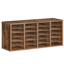Literature Organizer 24 Compartments Mailbox Adjustable Shelves Wood Countertop