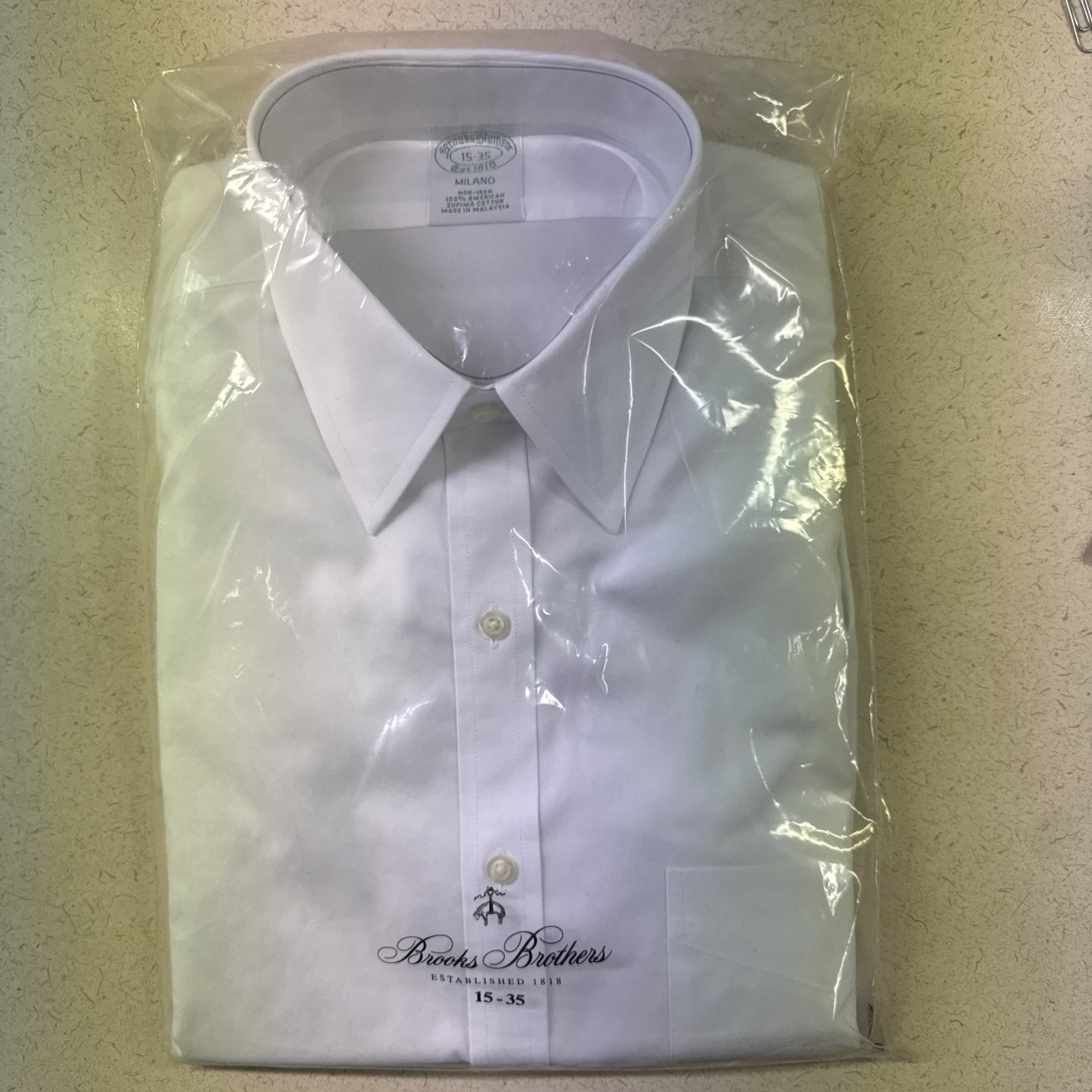 Brooks Brothers Milano Fit White Dress Shirt – 15/35 NEW in Package NWT – Rare