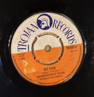 ANONYMOUSLY YOURS-Get Back / ERNIE SMITH-Not For Sale: UK 1969 7'' Single. TR-680