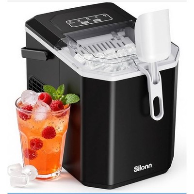 Silonn Black Countertop Ice Maker Machine 26lbs Per Day Fast Ice Making