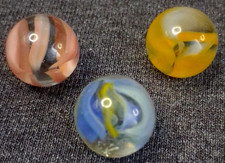 Vintage Vitro Anacortes Lot Of 3 Caged Cat s Eye Marbles 5/8 All Mint 426126