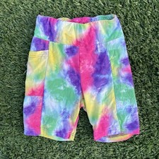No Boundaries Tie Dye Biker Shorts with Pockets Girls M 7-9 