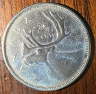 1953 Canada 25 Cents Quarter .80 Silver