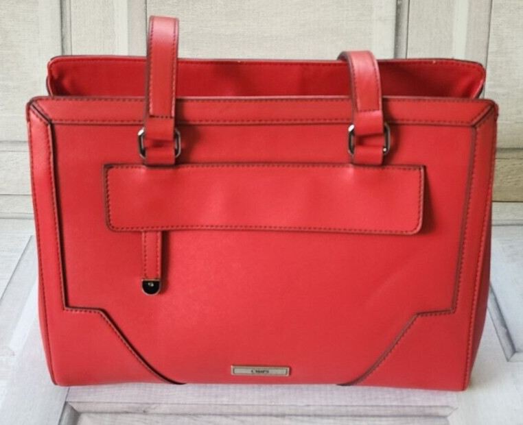 Chaps red sturdy handbag shoulder purse sturdy very clean faux leather style View 2