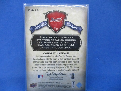 JOHN SMOLTZ - 2008 UPPER DECK SP LEGENDARY CUTS - DESTINED FOR HISTORY JERSEY - Picture 2 of 2