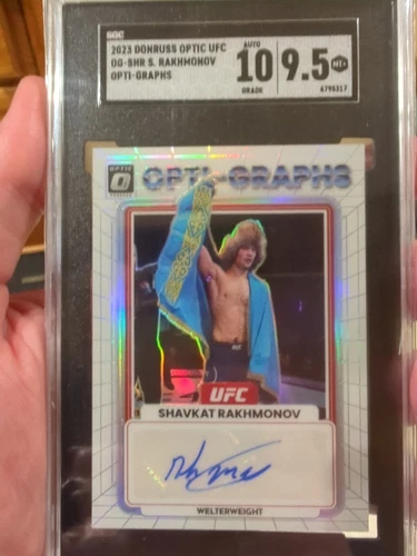 G2U 2023 Donruss Optic UFC Shavkat Rakhmonov OGSHR OptiGraphs Holo Auto SGC 95