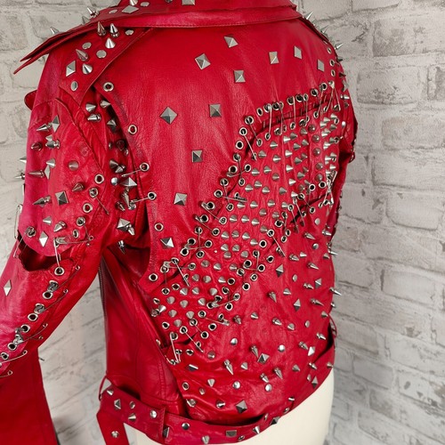 Kapraun Biker Jacke Leder Nieten Einzelstück Stagewear Rockstar Couture Unikat - Bild 6 von 10