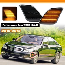Smoke Lens Amber LED Bumper Side Marker Light For 2010-13 Mercedes W221 S-Class