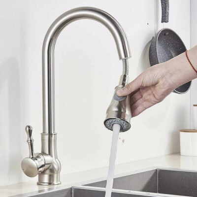 Edelstahl Küchenarmatur Ausziehbar Brause 360° Wasserhahn Küche Mischbatterie