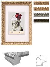 Bilderrahmen Holz Rahmen Barock " Rokoko " 13x18 15x20 20x30 30x40 Gold silber .