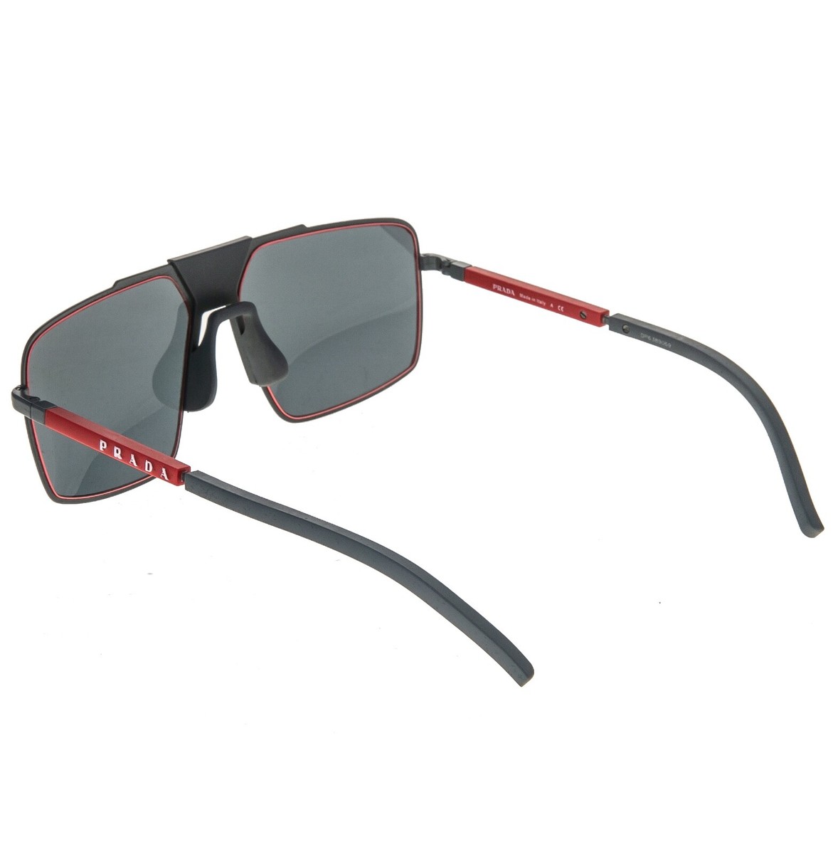 PRADA リネアロッサ　サングラス　sports PRADA 52X Linea Rossa Sport Sunglasses Gray Rubber Red Metal FLAT