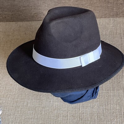 Black SPIRIT FEDORA HAT With White Trim