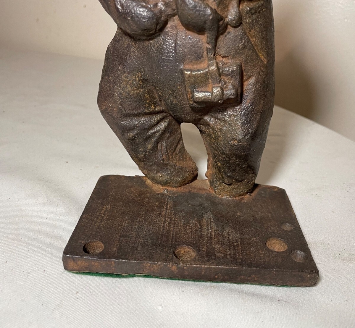 Ancien Arrêt De Porte En Fonte - Figurine Lion/tigre - Fait Main Années 1900 - Lourd