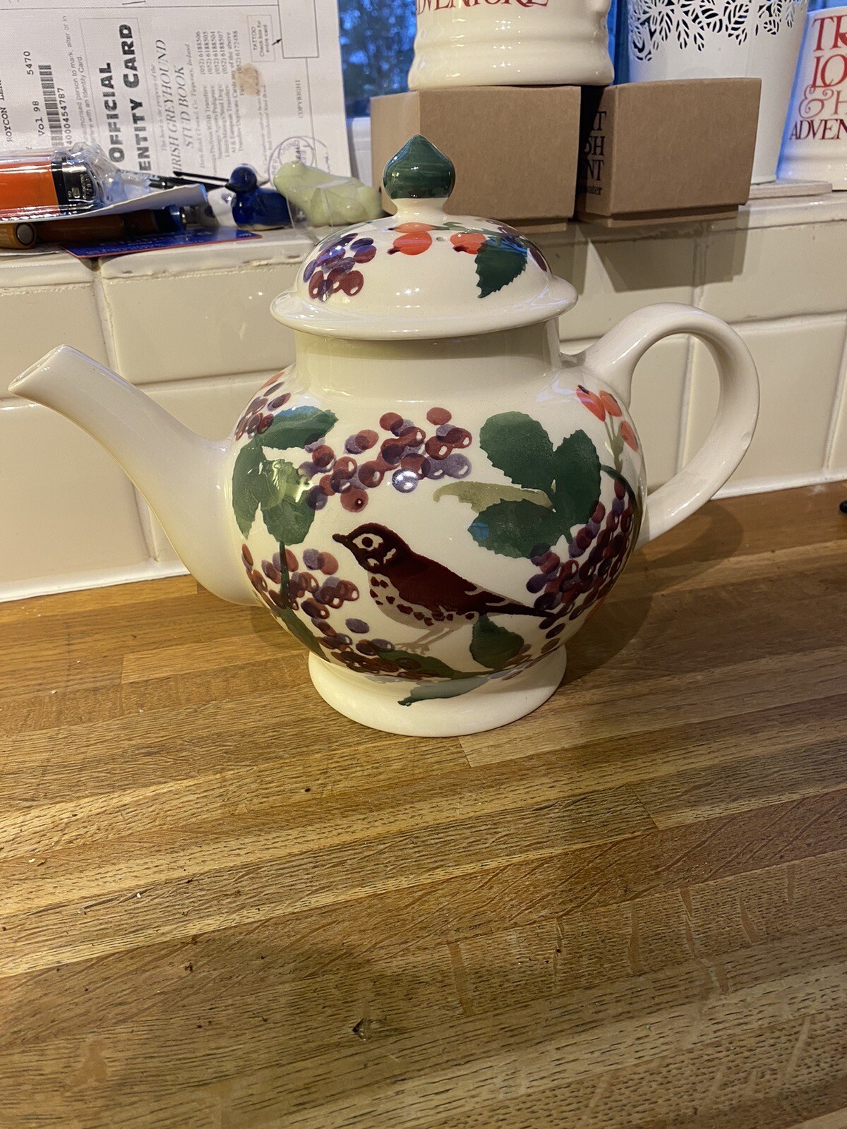 Emma Bridgewater Rosehip And Elderberry 4 Mug Teapot Brand New. First