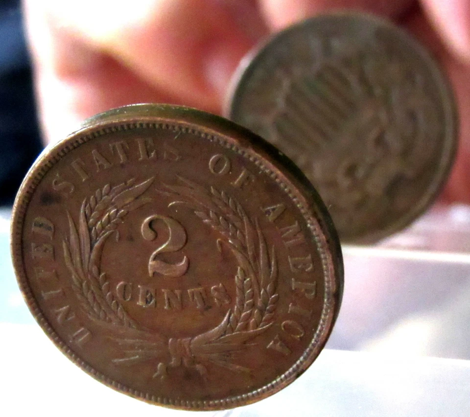 MINT ERROR - UNITED STATES 1864 2 CENTS, UNION SHIELD - DIE ROTATION 45° - Image 3 of 4