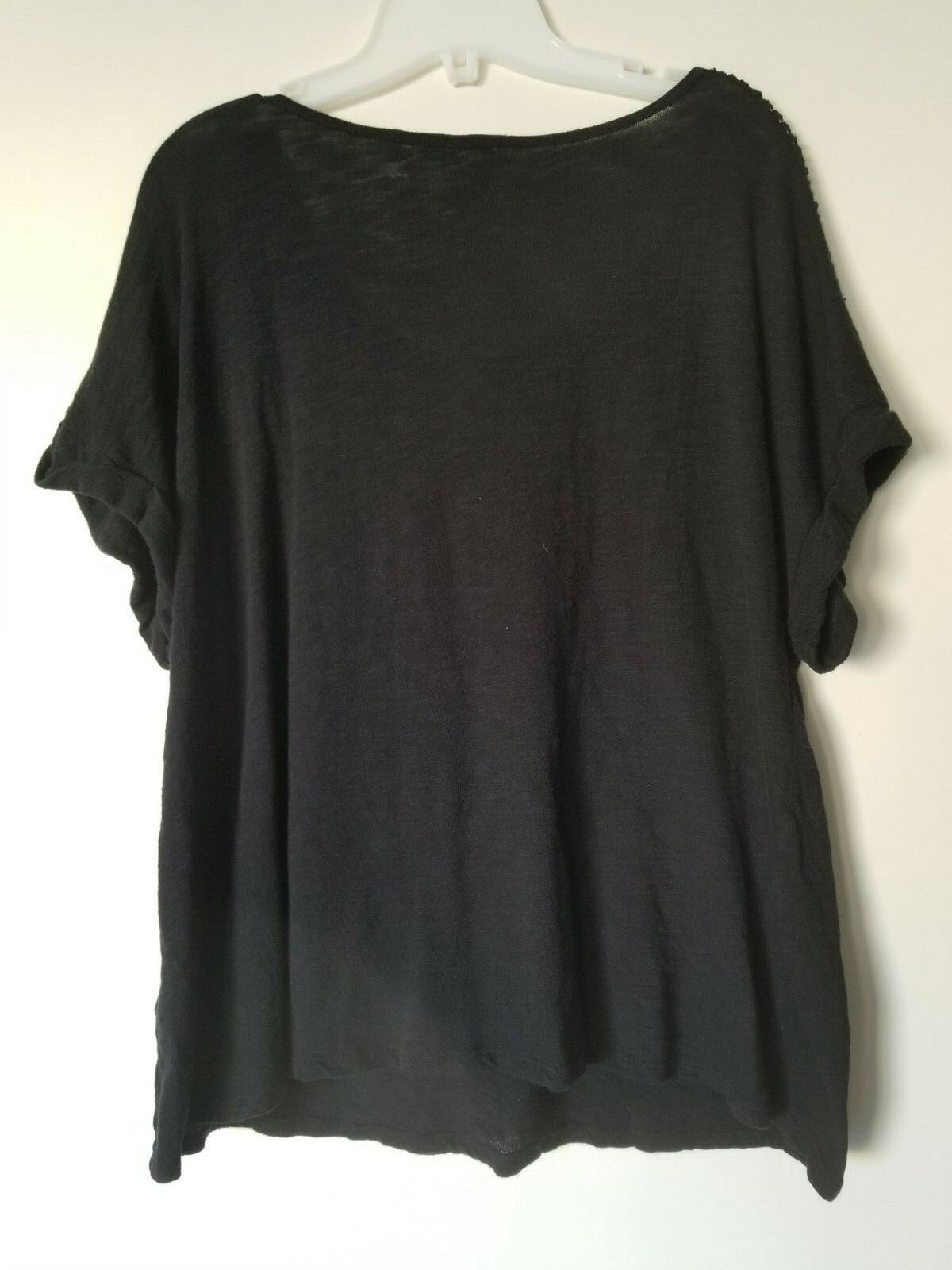 Rafaella Basic Solid Black Beaded Short Sleeve 10… - image 7