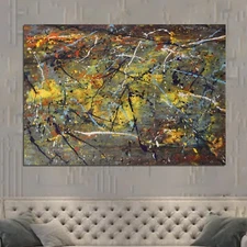 64”X44” Pollock/ Richter style canvas ￼painting Acrylic,Abstract, Modern,X Large